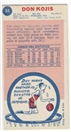 1969 Topps Basketball #64 Don Kojis - San Diego Rockets RC